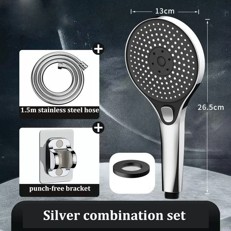 High Pressure Shower Head With Large Panel Water Outlet Super Powerful Bathroom Universal Shower Head Combination Set