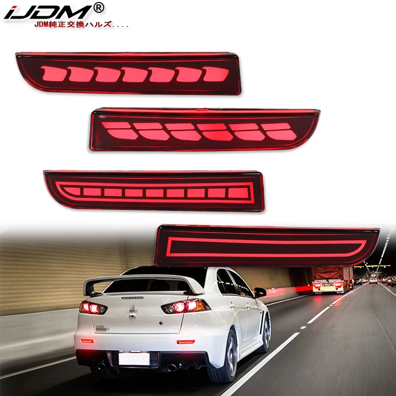 LED Bumper Reflector Lights For Mitsubishi Lancer Evo Evolution ASX Outlander Sport RVR Dynamic Turn Signal Rear Tail Brake Lamp