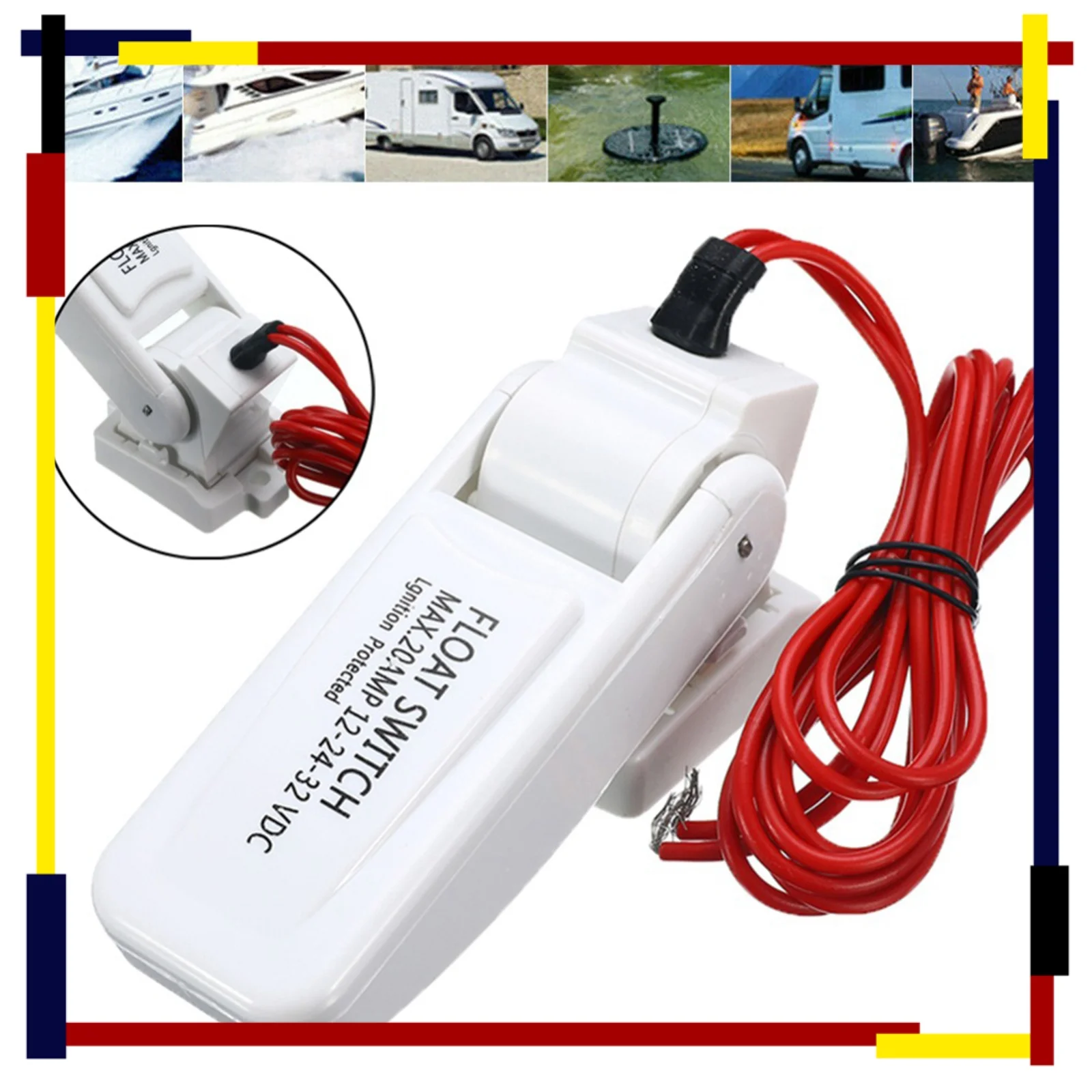 

20 AMP Boat Marine Bilge Pump Float Switch DC12V Water Level Controller water pump auto bilge pump switch Mercury Free