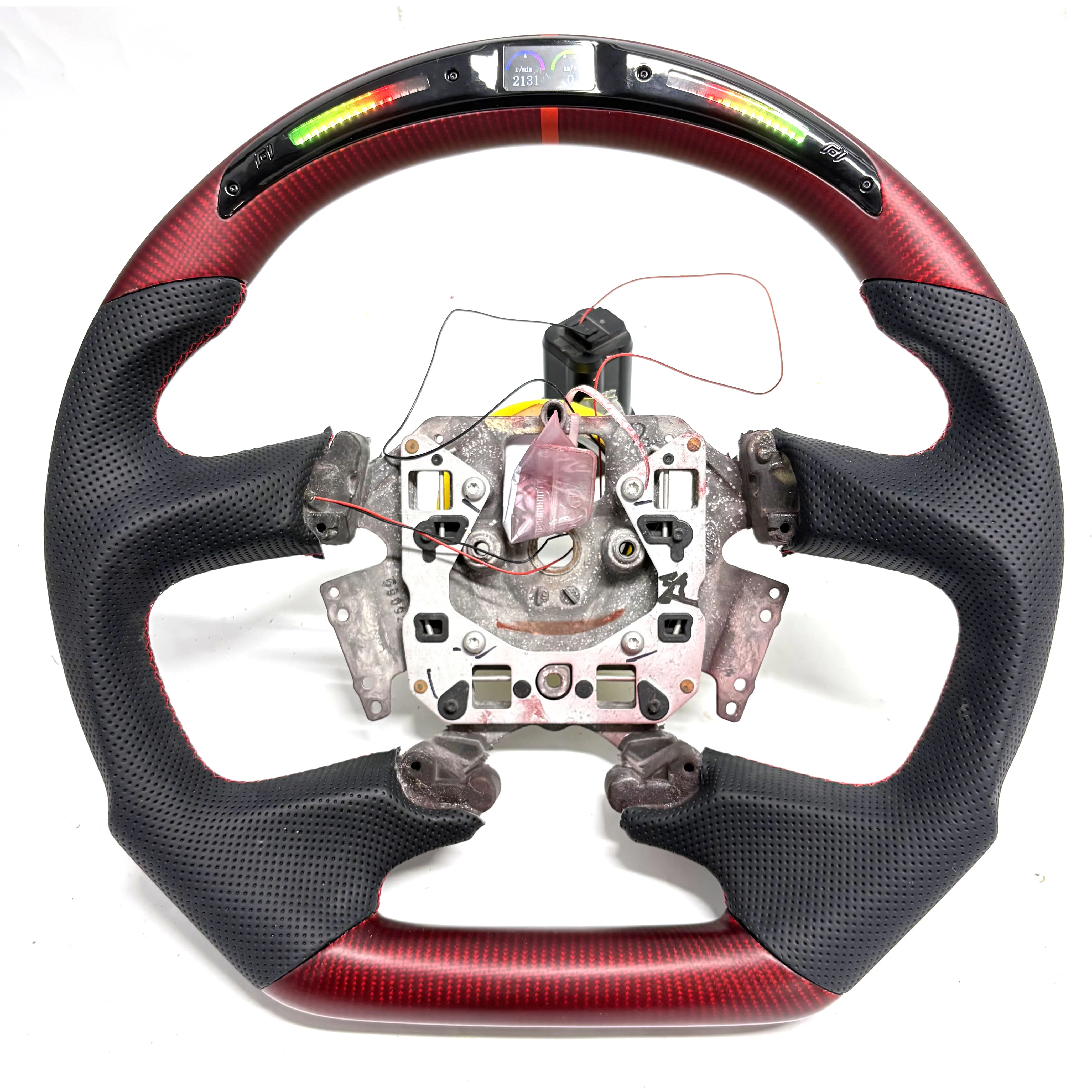 

Для винтажного руля Ford/FPV FG Falcon, светодиодный красный карбоновый волокно, черный перфорированный кожаный стиль OEM