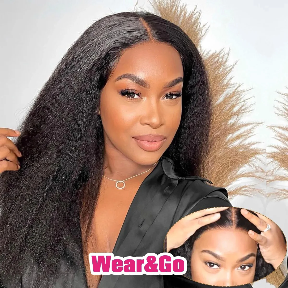 

Kinky Straight 13x6 HD Lace Frontal Wig Human Hair Brazilian Glueless Yaki Preplucked 13x4 Lace Front Human Hair Wigs For Women