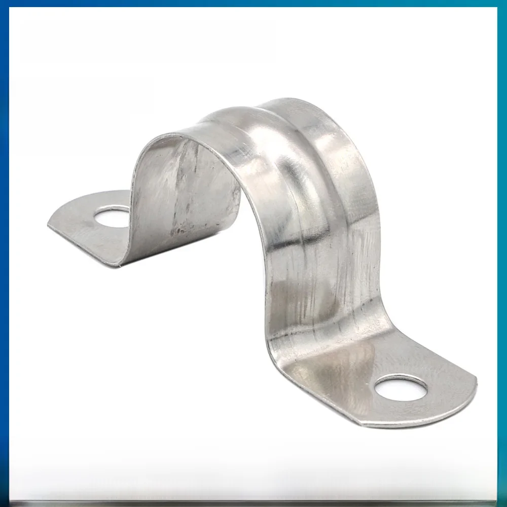 NINDEJIN-Colliers de serrage en acier inoxydable en forme de U, sangle à deux trous, clip de tube de conduit, colliers de dégager de plomberie, tuyau d'eau, 5-100mm, 2 pièces, 10 pièces
