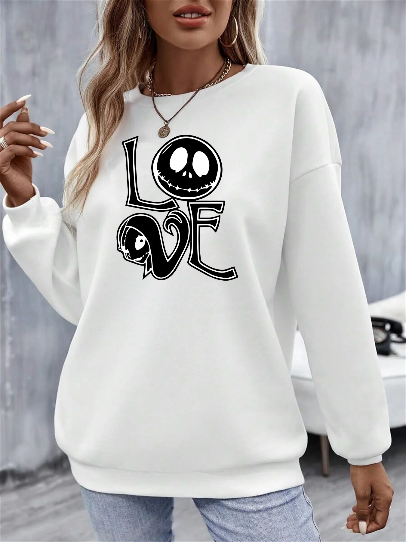 

2024 Happy Halloween Black horror Love letter print Casual Sweatshirts Streetwear Hiphop Fashion Funny Sports Hoodies