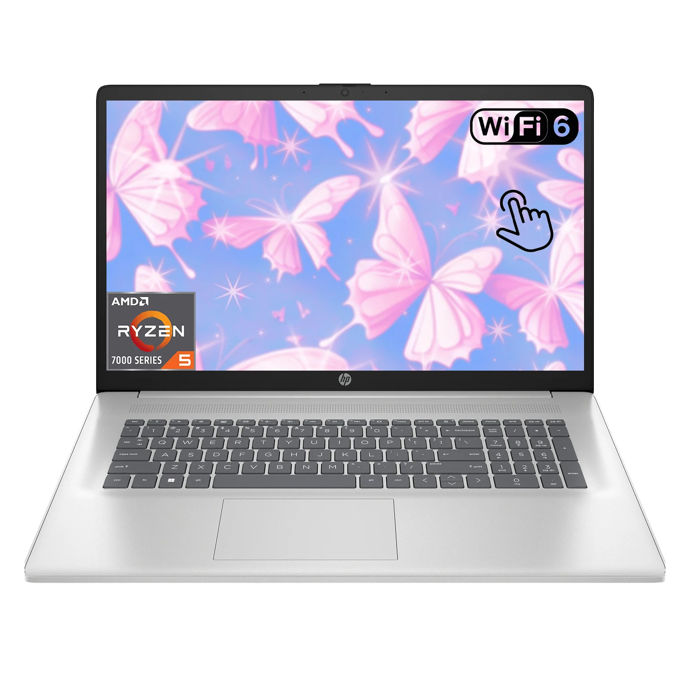 كمبيوتر محمول HP 17 للأعمال، شاشة لمس عالية الدقة مقاس 17.3 بوصة، AMD Ryzen 5 7430U، 64 جيجابايت ‎ ذاكرة الوصول العشوائي DDR4، 4 تيرابايت SSD، رسومات AMD Radeon، WiFi 6، Windows 11 Home
