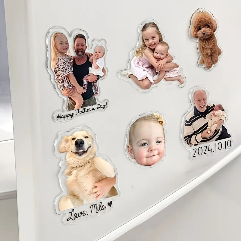 Custom Acrylic Photo Magnets, Personalized Family And Pet Fridge Magnets, Shaped Photo Magnets, Couple Gifts, Keepsakes