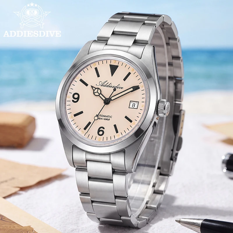 ADDIESDIVE 36mm Automatic Mechanical Woman Watch 316L Stainless Steel BGW9/C3 Luminous Waterproof Sapphire Glass Business Watch