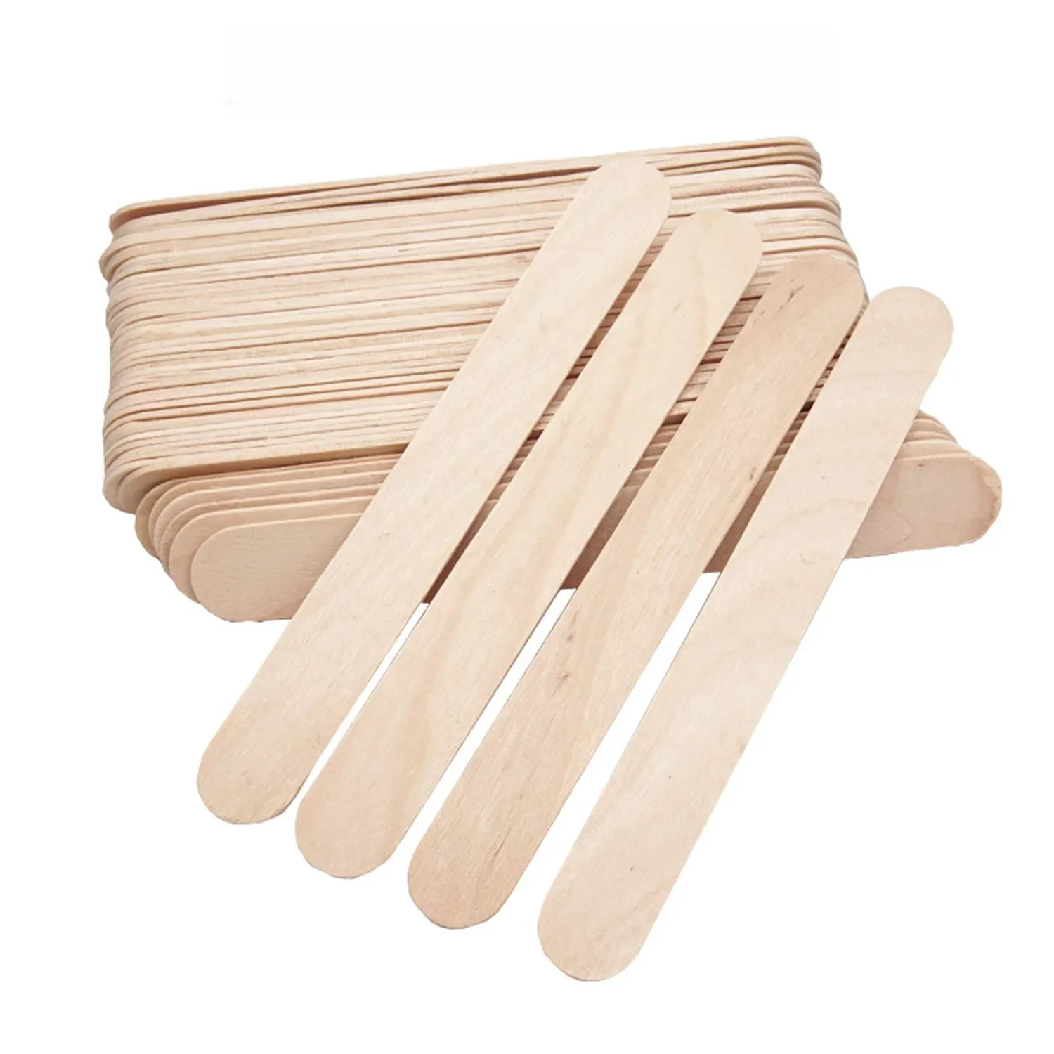 Bâtons applicateurs en bois pour épilation à la cire, spatules en bois de bouleau naturel pour épilation des sourcils et du corps, 50 pièces
