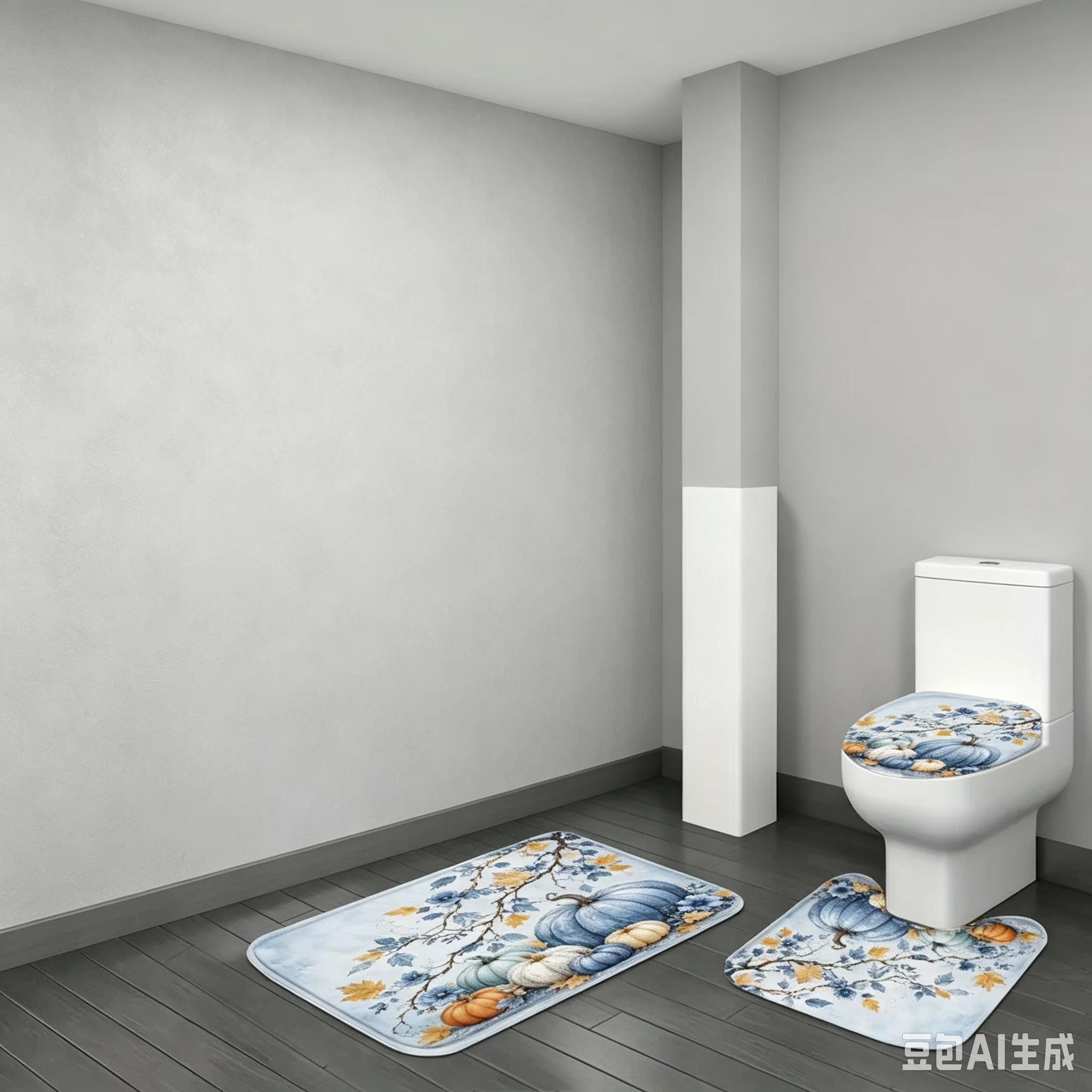 Please do not place order on this link, item will not be dispatched.3Pcs Blue Pumpkin Fall Bathroom Rug Set Thanksgiving Non-Slip Bath Mats