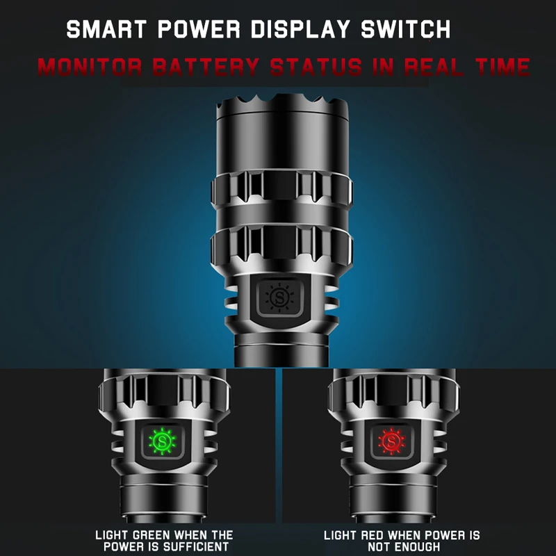 5000000LM NEW XHP240 LED Flashlight Outdoor Waterproof Strong Light USB Charging Long-range + Powerful C8 Hunting Torch L2 Lamp