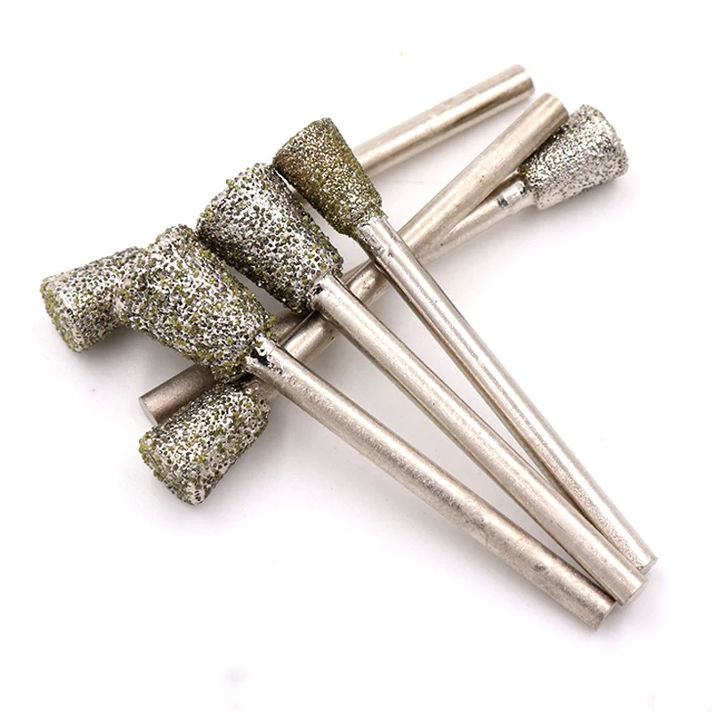 5Pc 3mm Shank 3~10mm Inverted Trapezoid Electroplated Diamond Head Burr Grinding Engraving Bit for Dremel Rotary Tool