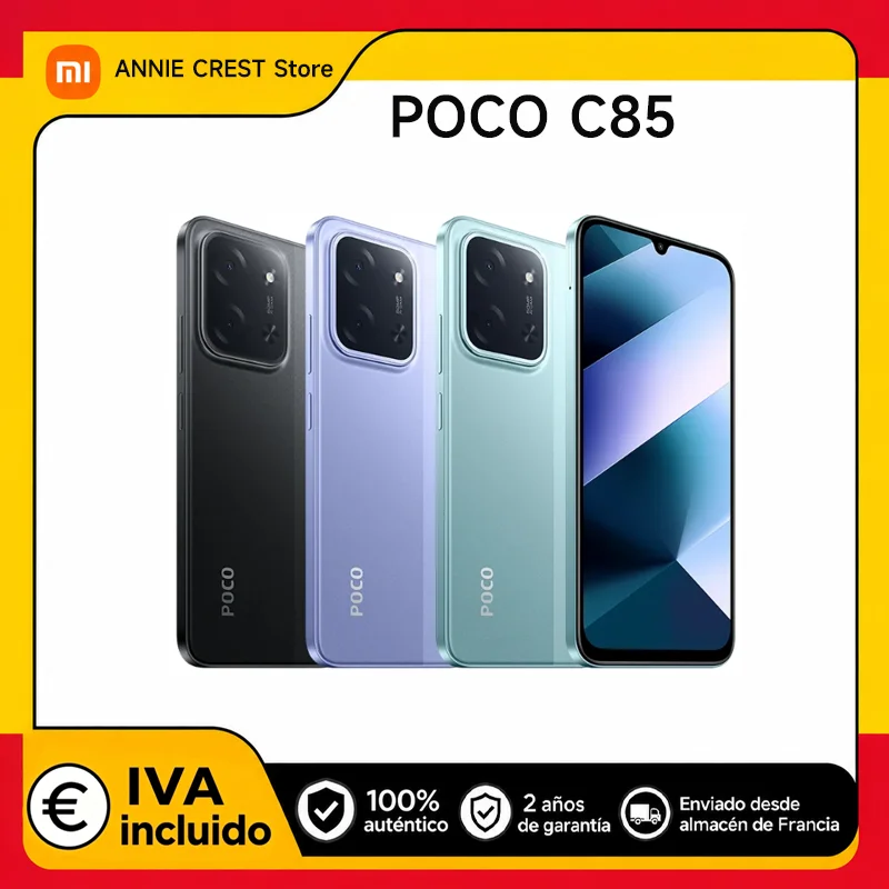 XIAOMI POCO C85 8+256 Go Smartphone | Écran 6,9" 120Hz, Design fin 8 mm, Processeur MediaTek Helio G81-Ultra Octa-Cœur, Double caméra IA 50MP, Batterie 6000 mAh, Garantie 2 ans, Vert Noir Neuf, authentique et non déballé