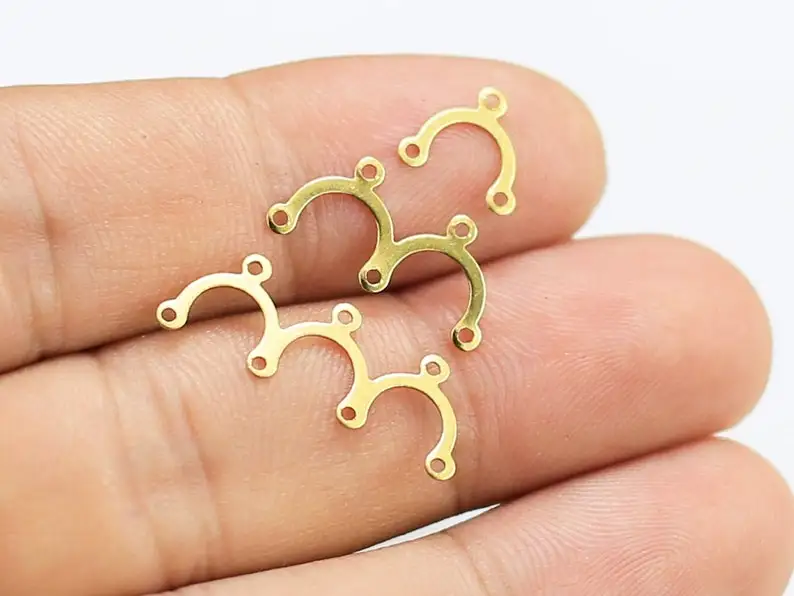 

100pcs - Brass Charm, Arched Earring Connector, Brass Findings, Earring Parts, 24x8.6x0.5mm, Jewelry making - R1778 R1779 R1780