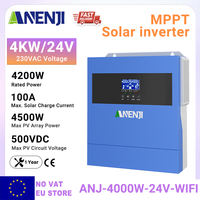 ANENJI 4.5KVA 4.2KW 24V Hybrid Solar Inverter MPPT 230V Photovoltaic On Grid Off Grid PV 60-500V 100A Solar Charge Controller