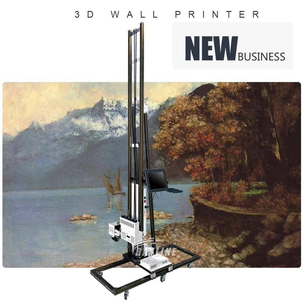 آلة نفث الحبر بالأشعة فوق البنفسجية ثلاثية الأبعاد 5D طابعة حائط عمودية Cmyk آلة طباعة الجدار الأبيض