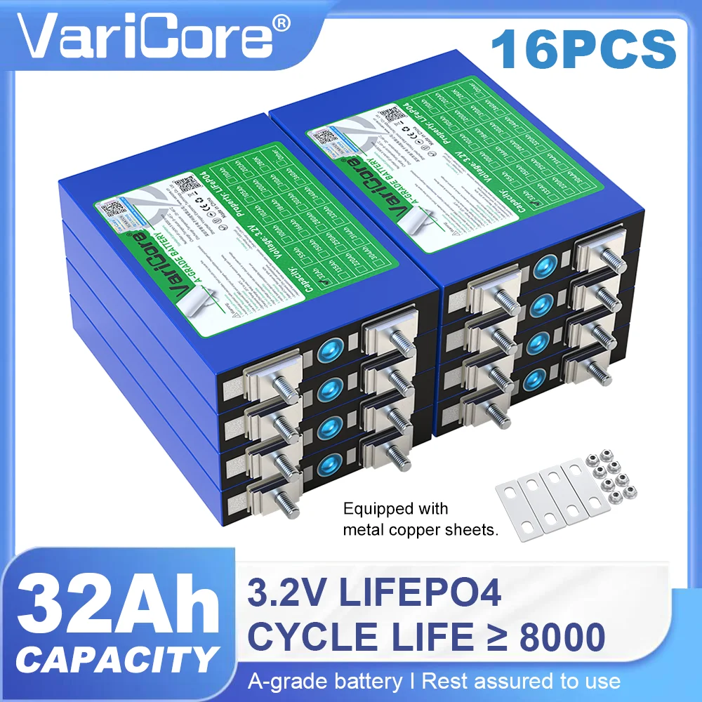 16X 3,2V 32Ah LiFePO4-Akkupack 3C-Entladung für 12,8V Motorrad- und Autobatterie-Modifikation Steuerfrei