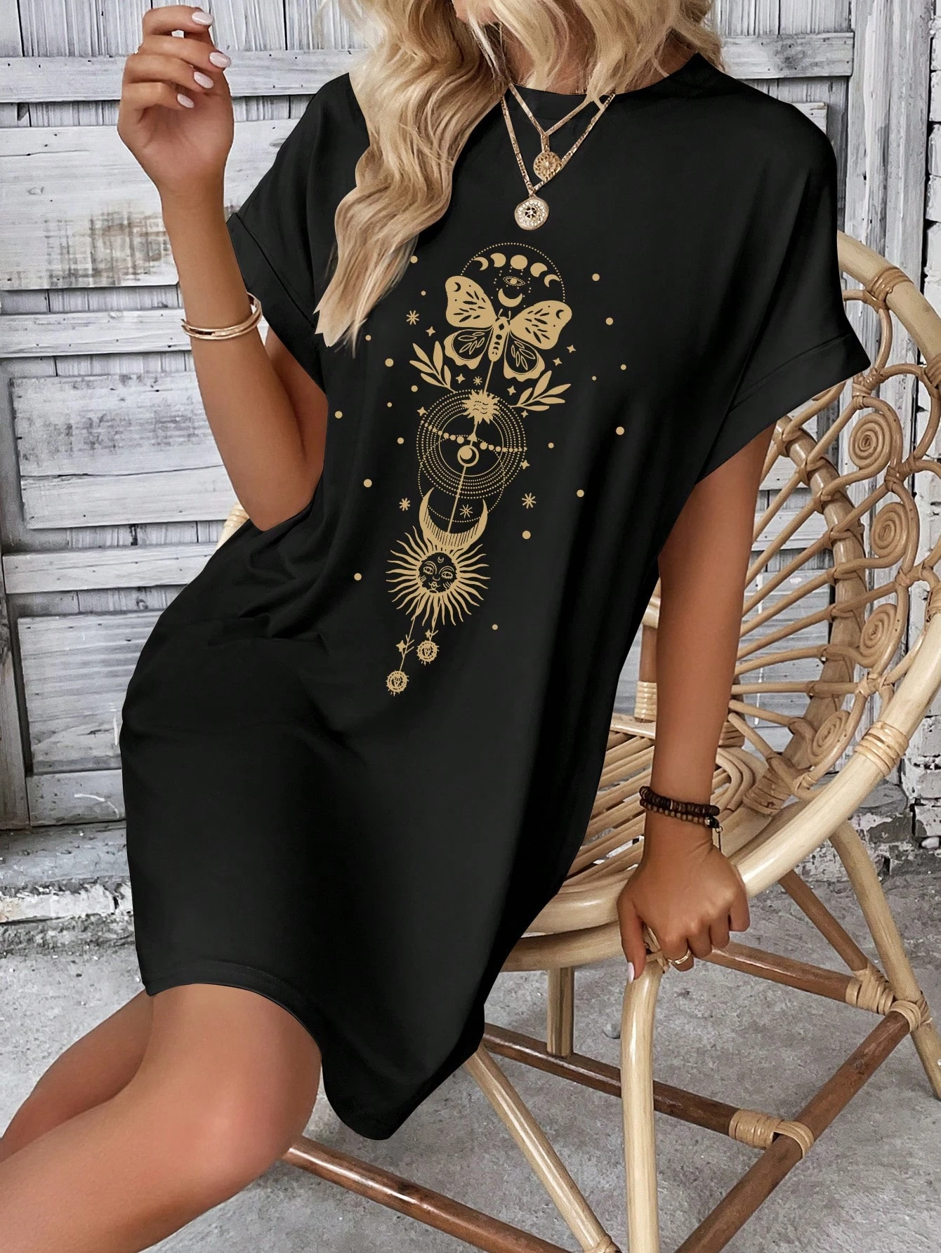 

Женское модное платье-ночнушка для дома и улицы с принтом в виде бабочек, весеннее, высококачественное, свободного кроя, оверсайз, уличная юбка