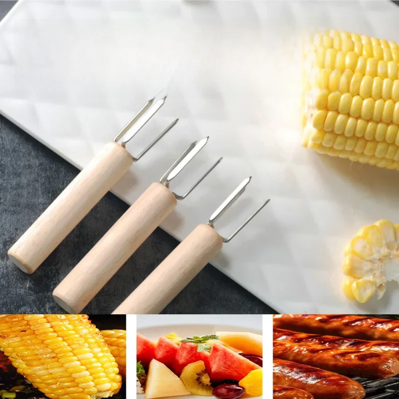 Fourchette à fruits de Camping pêche Barbecue tourisme pique-niques nourriture fourchette à maïs BBQ brochette extérieure fourchette en métal domestique saucisses grillées 2/16