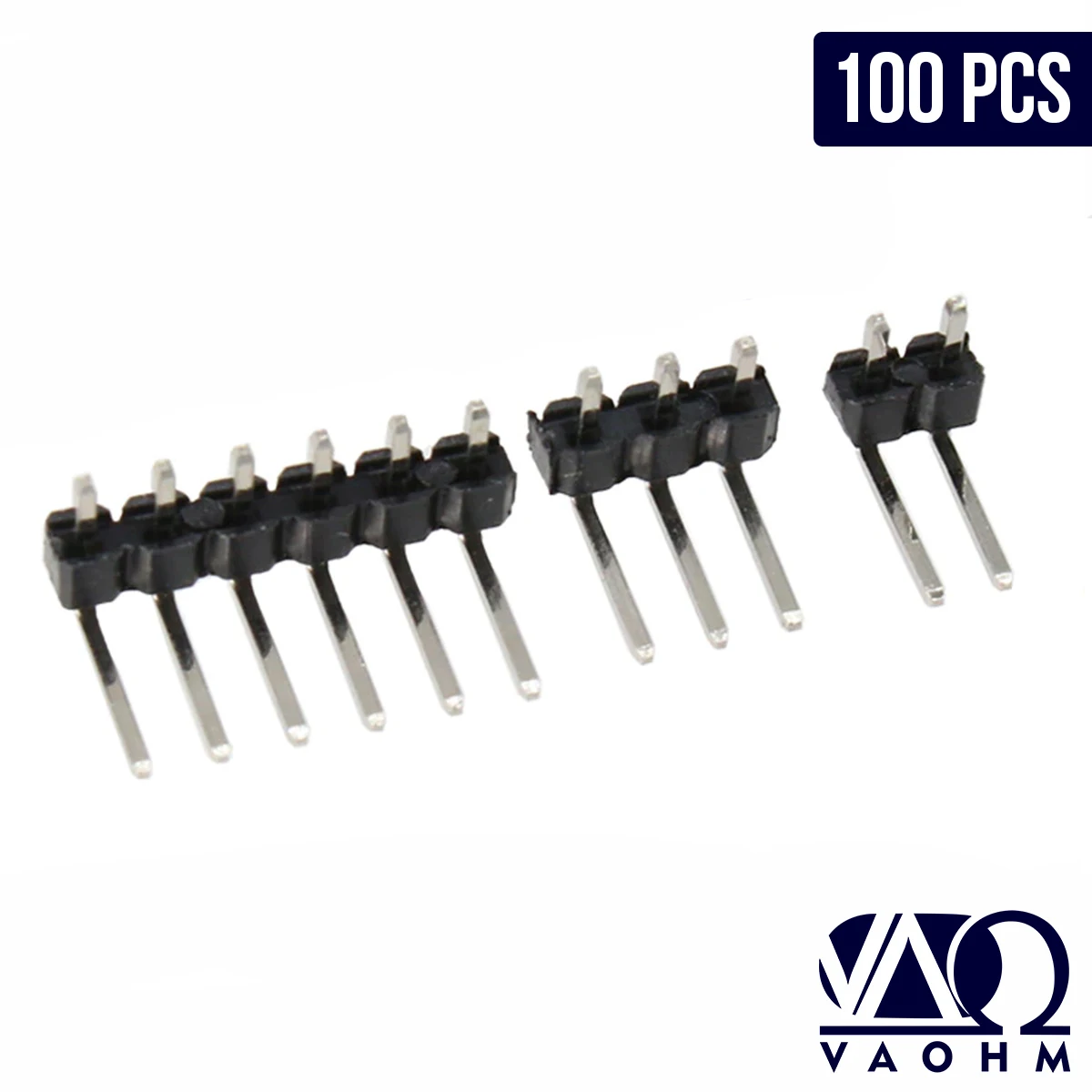 100PCS 2.54mm Right Angle Pin Header 90° 2P/3P/4P/5P Pitch Durable Electronic Component for DIY Projects