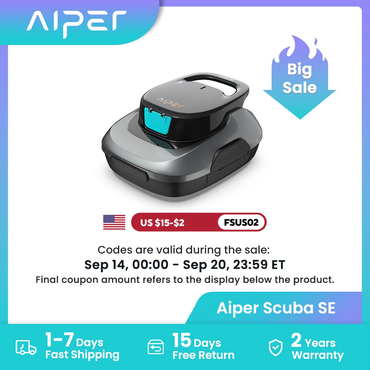 (Renewed) AIPER Scuba SE Cordless Pool Cleaner with 90-Min Runtime, Smart Self-Parking, Lightweight, Pool Vacuum for Above Ground Flat Pools up to 860 Sq.ft, Dark