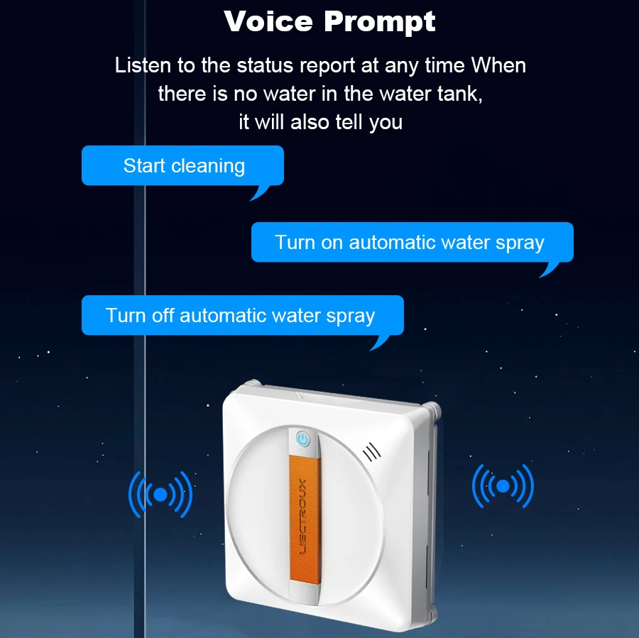 Robot Window Cleaner Liectroux YW710 Laser Sensor,Double Water Spray,Strong Vacuum,Home Wall Glass Cleaning Robot,App Control