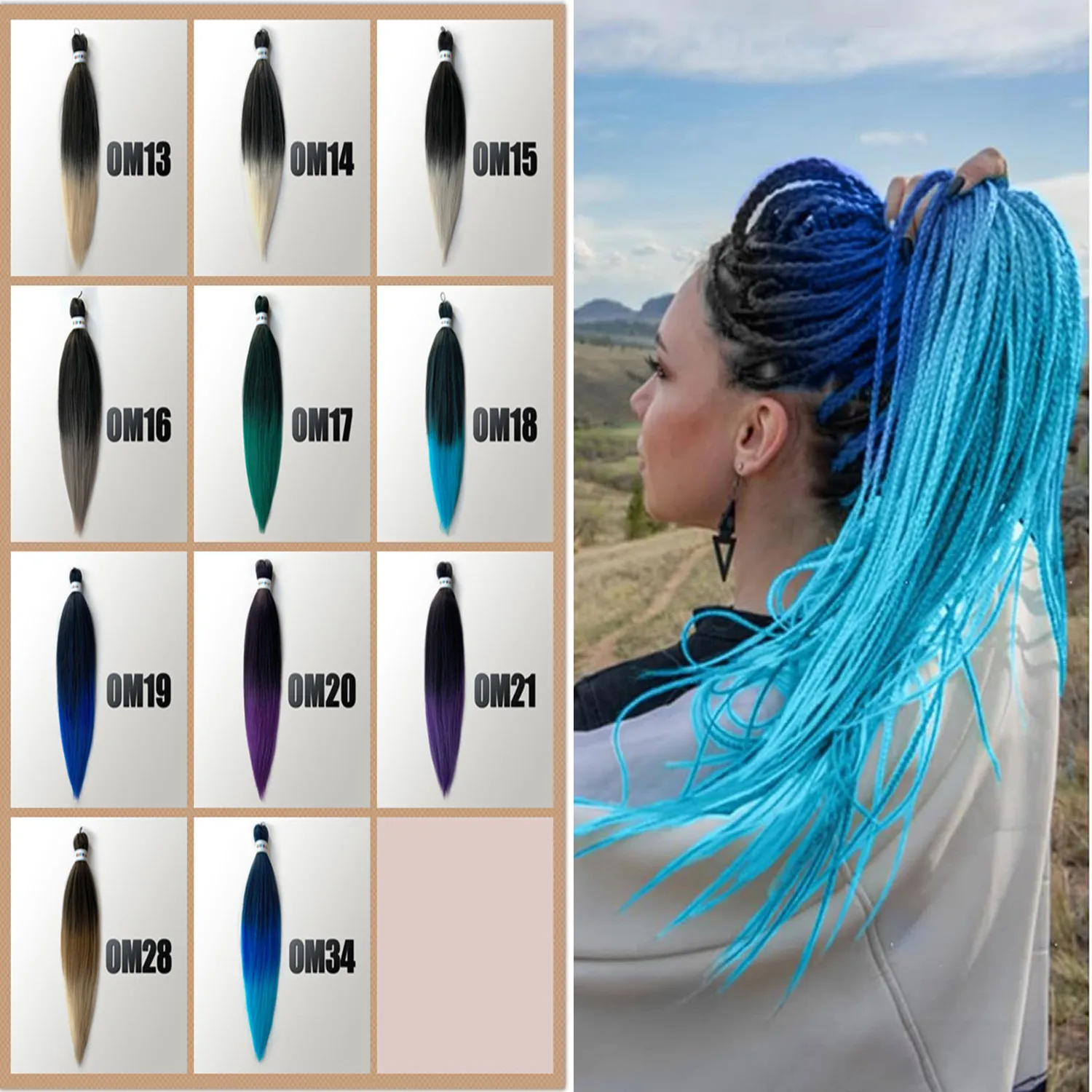 

Ombre Jumbo Braiding Hair Extensions For Woman Synthetic Fiber Braiding tO Makeup Box Twist Hair Ombre Jumbo Easy Braids