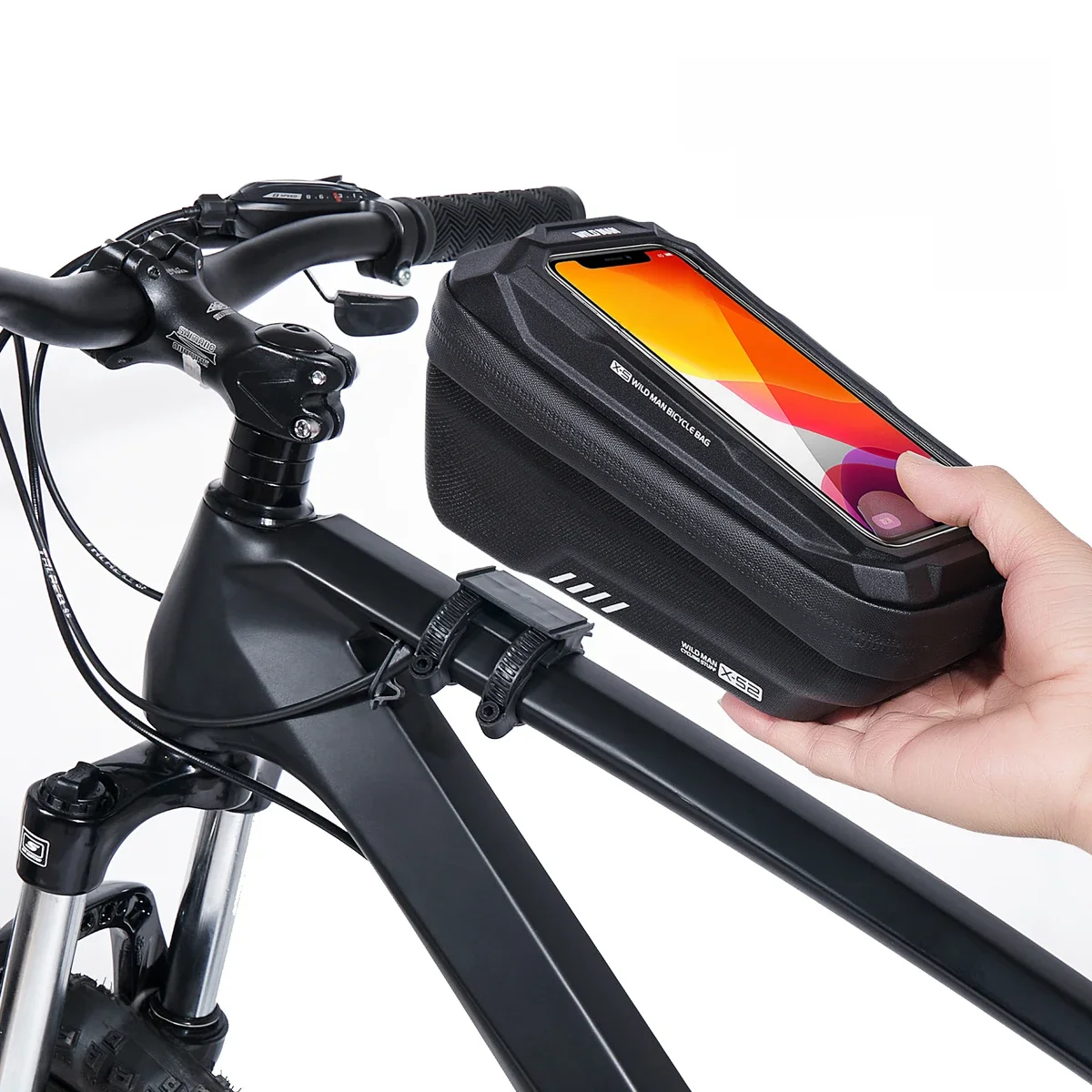 AliExpress WILD MAN Bicycle Bag EVA Hardshell Mountain Bike Front Beam Bag Riding Rainproof Phone Touch Screen Bag Riding Accessories