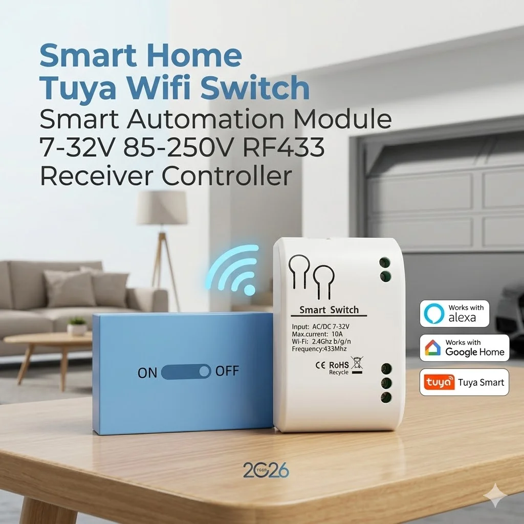 Tuya Wifi Smart Home Switch Smart Automation Module 7-32V 85-250V RF433 Receiver Controller Work With Alexa Google Home 2026