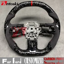 Customized Carbon Fiber Steering Wheel for Mustang Car 2015-2022 Model Sport Style Black Alcantara