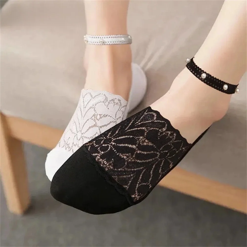 Nouveauté femmes élégant été mince dentelle épissé coton perle fleur maille bateau chaussettes-doux court Sokken pour livraison directe