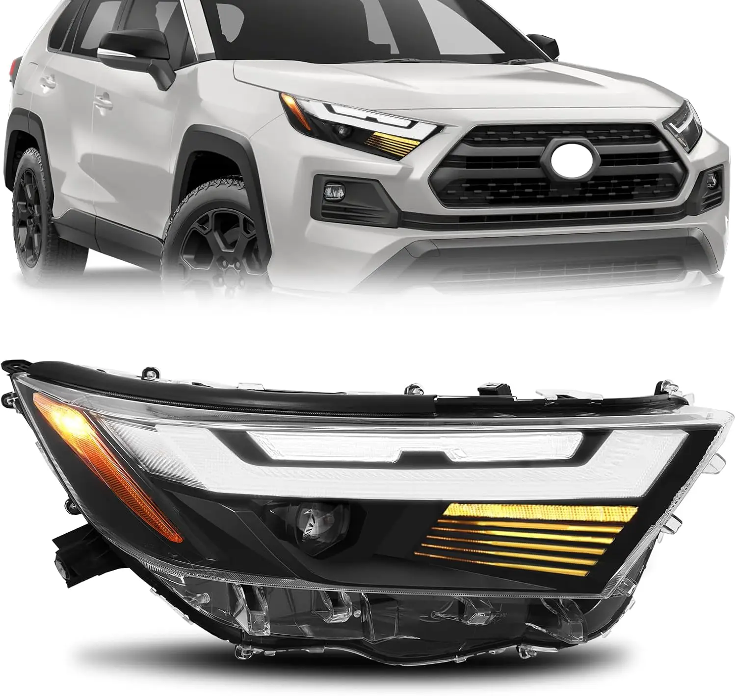 

Фара-проектор SHAWHO AUTO LED, совместимая с Toyota RAV4 2022-2023 с ДХО, правая фара для Toyota RAV4 XSE 22-23