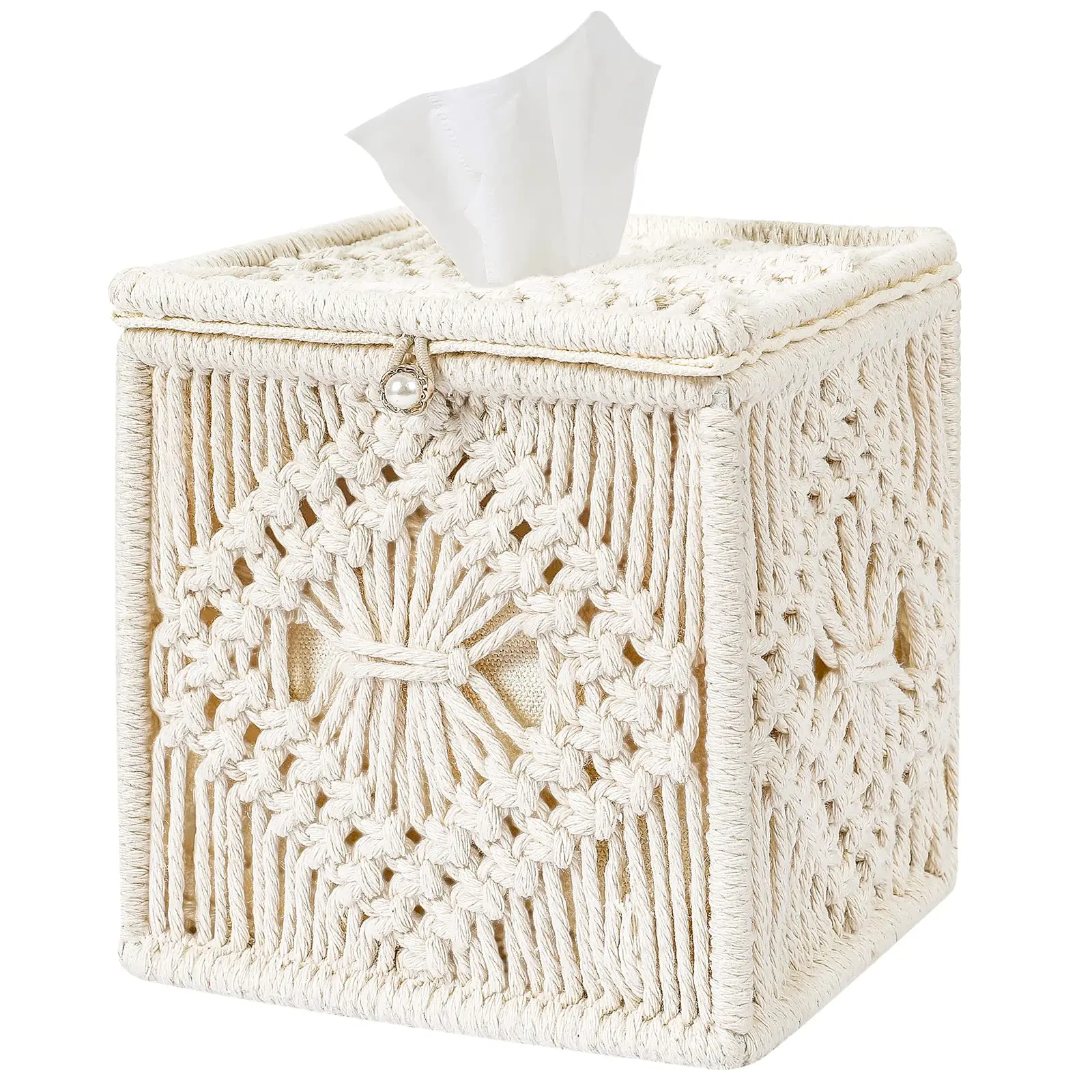 Funda cuadrada para caja de pañuelos, organizador tejido elegante para decoración de Baño, Dormitorio, envío de productos desde almacén Local