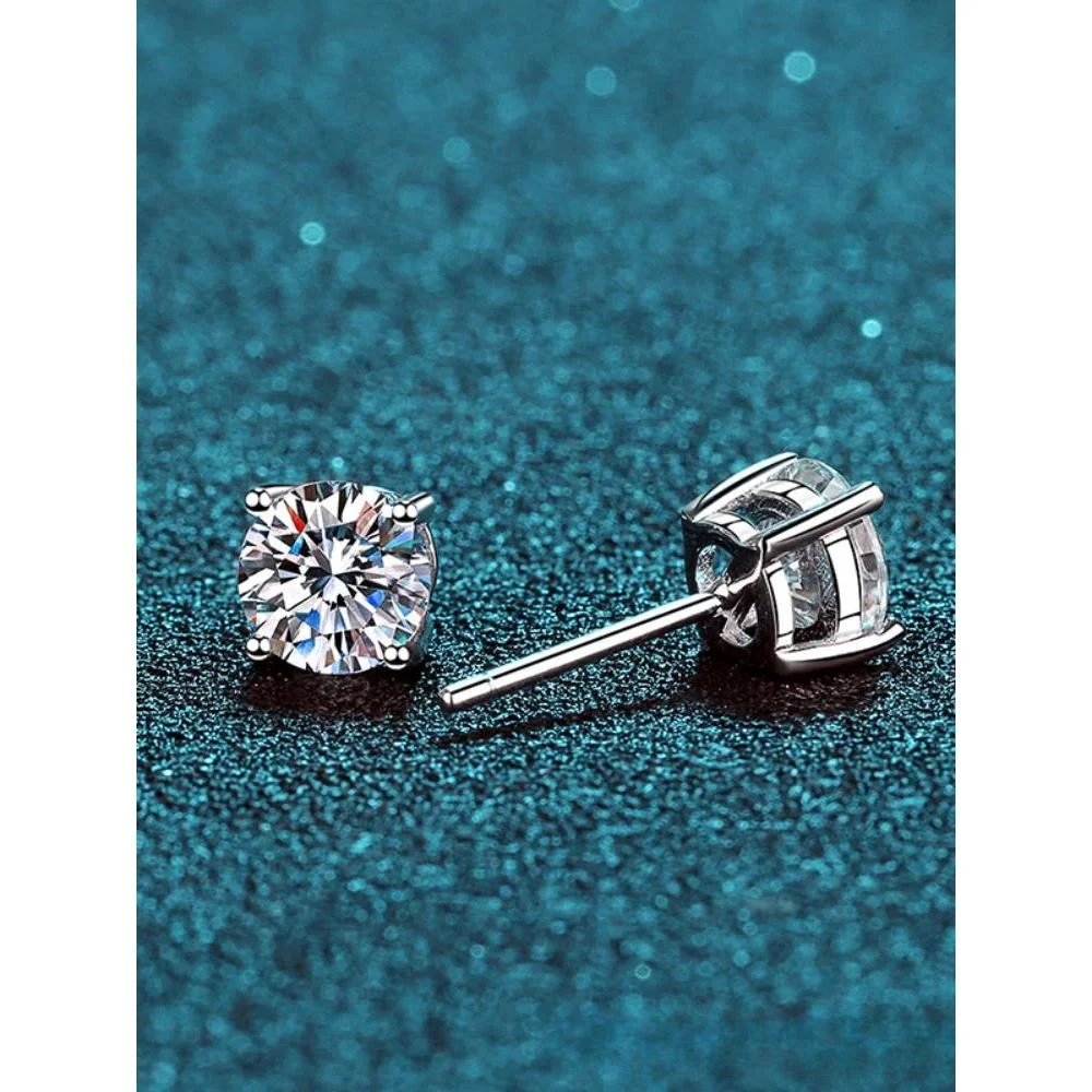 Официальный магазин MoisaLuxe GRA Moissanite Plata, стерлинги 925, серьги-гвоздики с четырьмя когтями для женщин, обручи, пирсинг, модные украшения