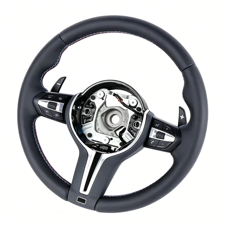 Carbon fiber three-spoke steering wheel for BMW F30 chassis, compatible with M3, M4, F36, F3, X1, X2, X3, X4, sport leather