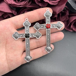 3pcs 77*52mm Goth Large Crystal Cross Connector Charm Punk Cross Crystal Pendant Jewelry DIY Handmade Making Accessories