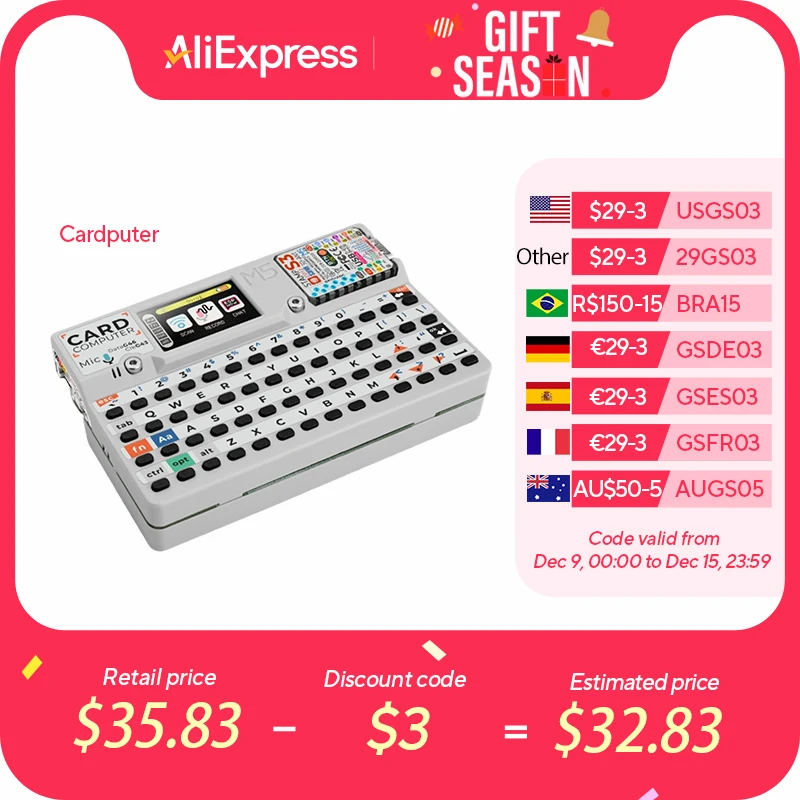 M5Stack Cardputer Portable Computer M5StampS3 Development Board ESP32-S3 1.14 Inch Screen 56 Key Keyboard Card Microcontroller