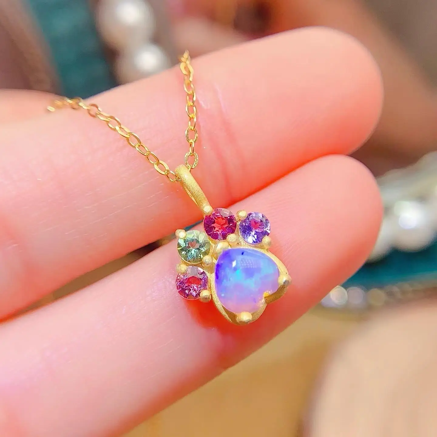 KJJEAXCMY Boutique Jewelry Impurity-Free Natural Colored Opal Women's Pendant as a Gift for Girlfriend
