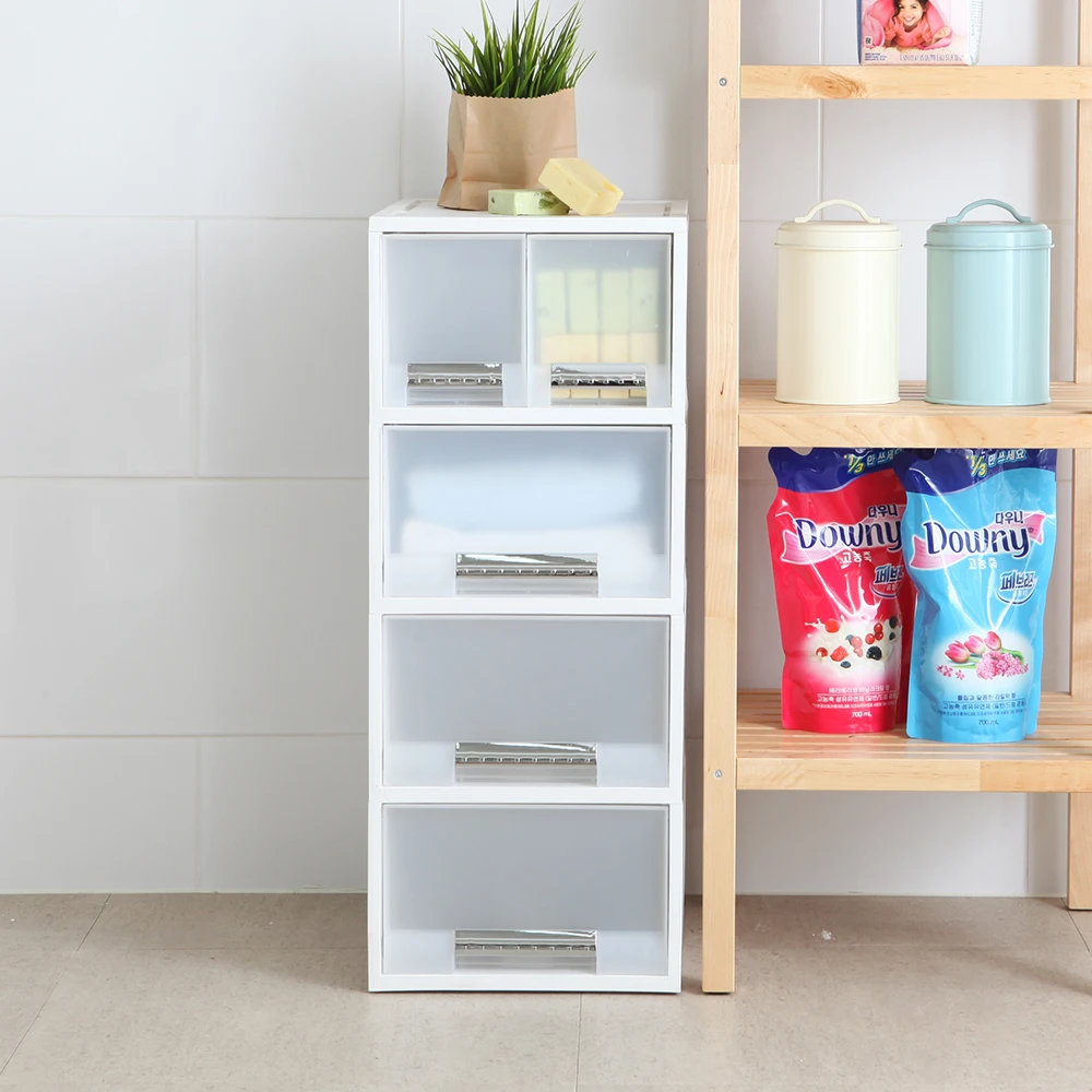 [Made in Korea] Changshin Living Fine Narrow Drawer 27cm (Twin 4-Tier) White lightweight organized stylish