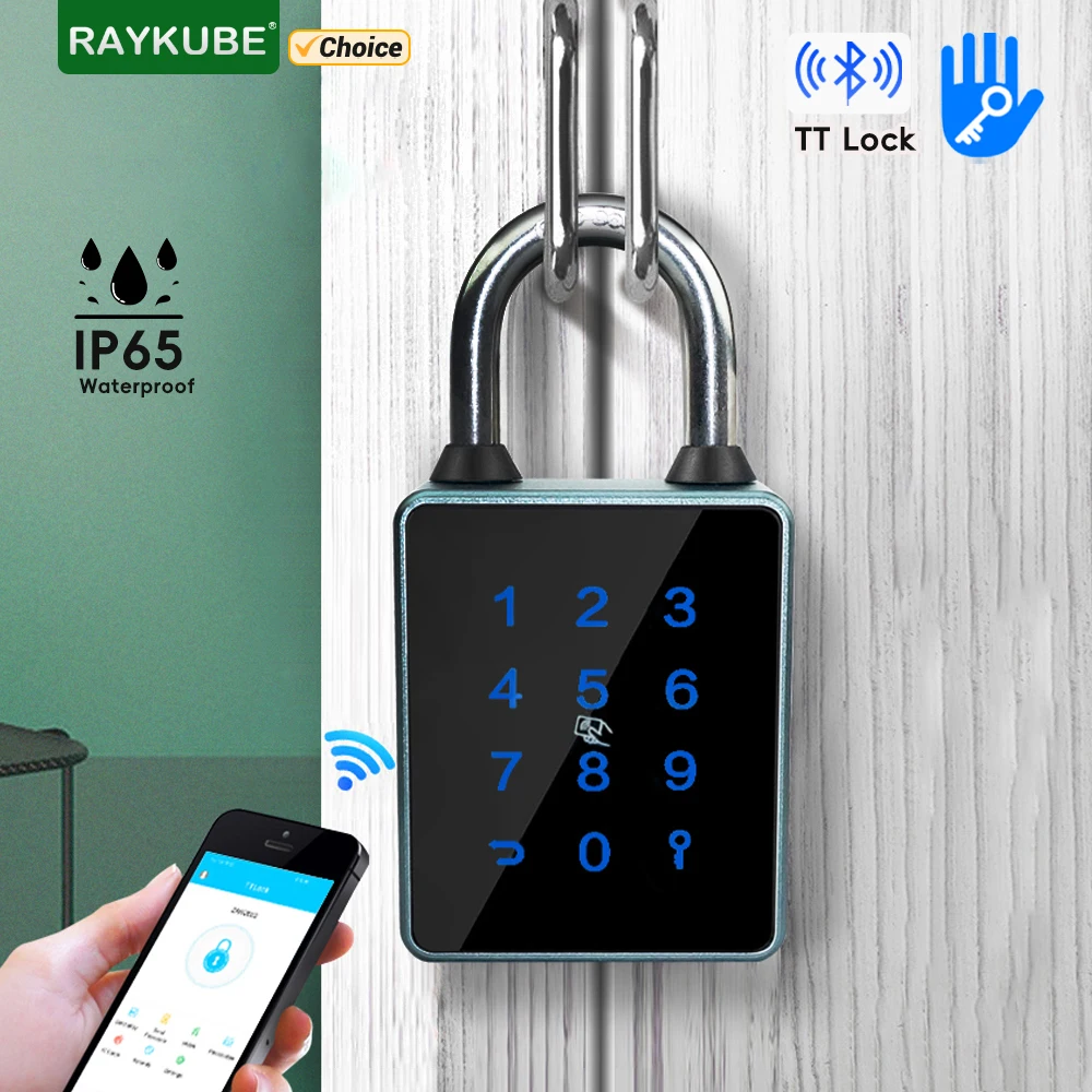 

RAYKUBE TT Lock Bluetooth Smart Password Padlock Сенсорный экран IC Card Key IP65 Водонепроницаемый шкаф Электронная сумка Замок для багажа