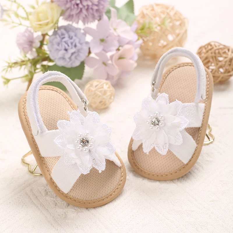 New 0-12 Month Baby Anti Slip First Walking Shoes Sweet Flower Sandals For Baby Girls Summer Soft Soled Flat Bottomed Princess
