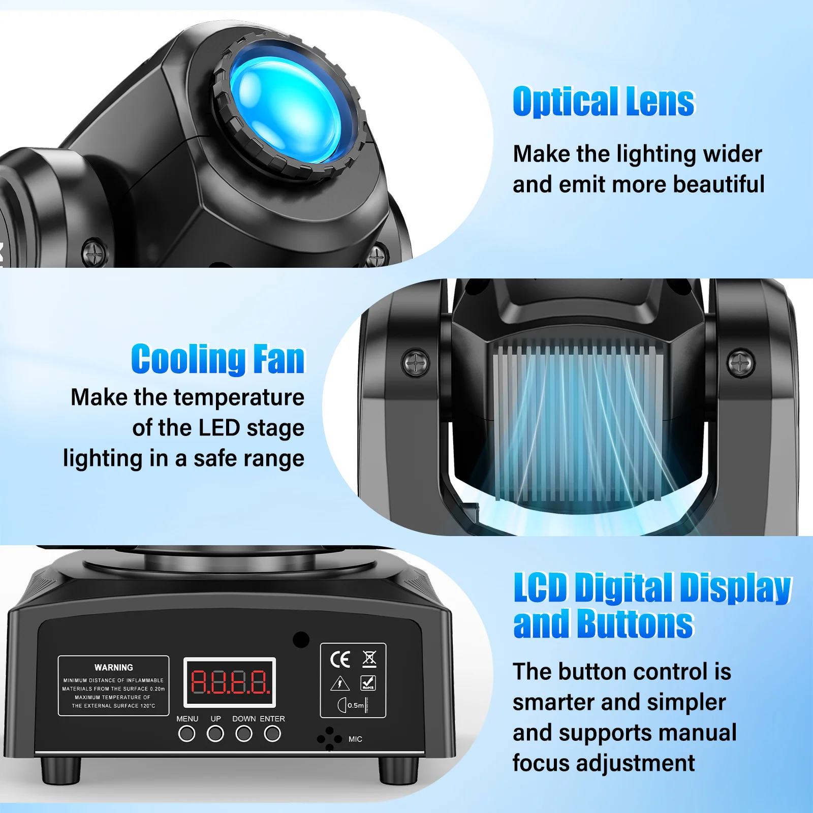 GWONG 4Pcs 120W Moving Head Light 3Prism Beam Gobo Stage Lights DMX512 Voice Control Spotlights For Disco KTV Nightclub Wedding