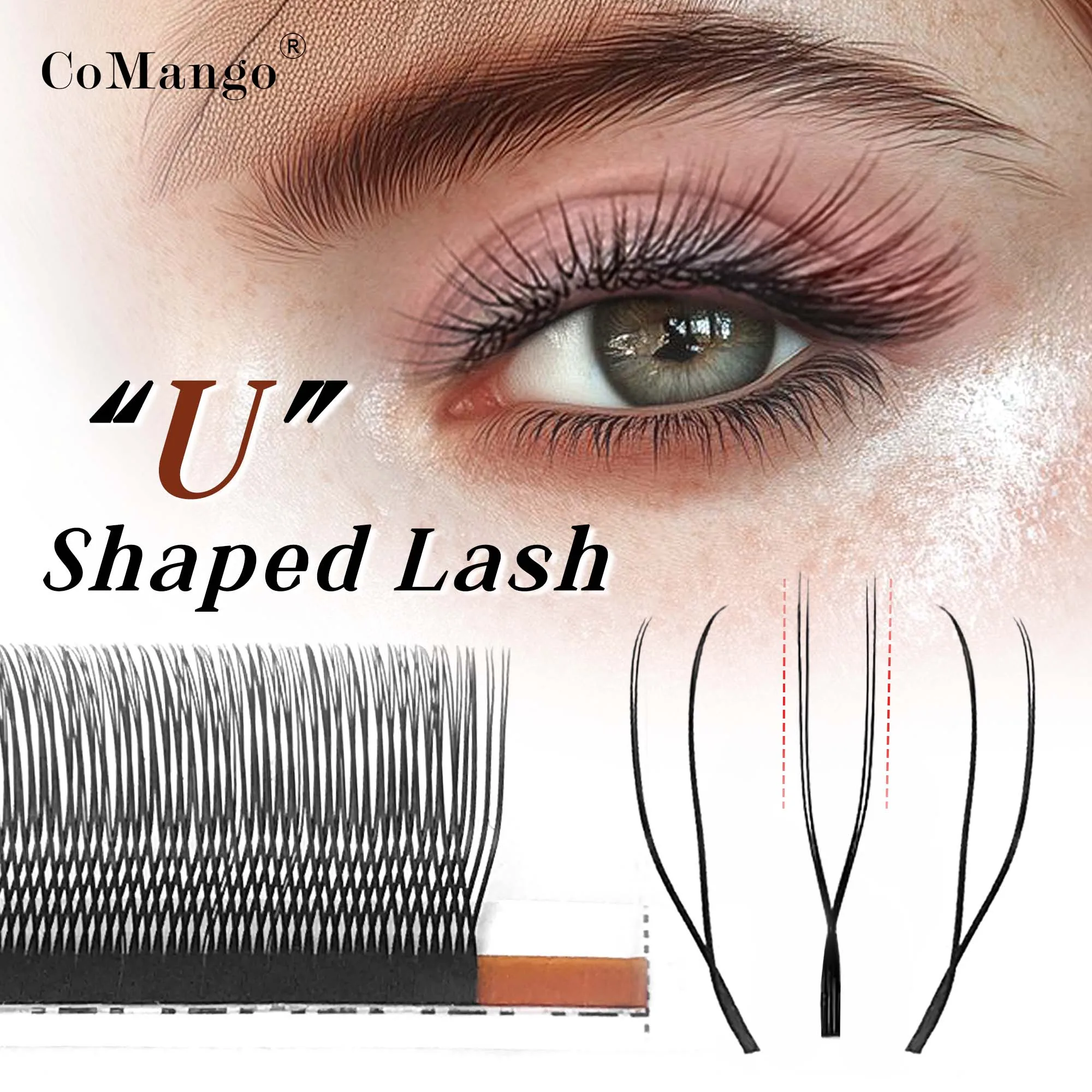 

Natural False Eyelashes U Lash Shape Super Soft Eyelash Extensions 12Rows Matte Black Natural Lashes Premade Fans Volume Lash
