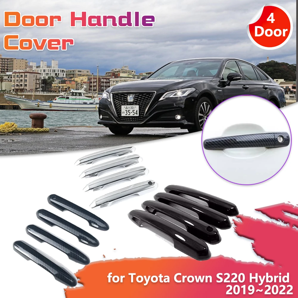 

Car Door Handle Cover for Toyota Crown S220 Hybrid 2019~2022 Carbon Fiber Black Chrome Sticker Trim Scratch Decor Accessories