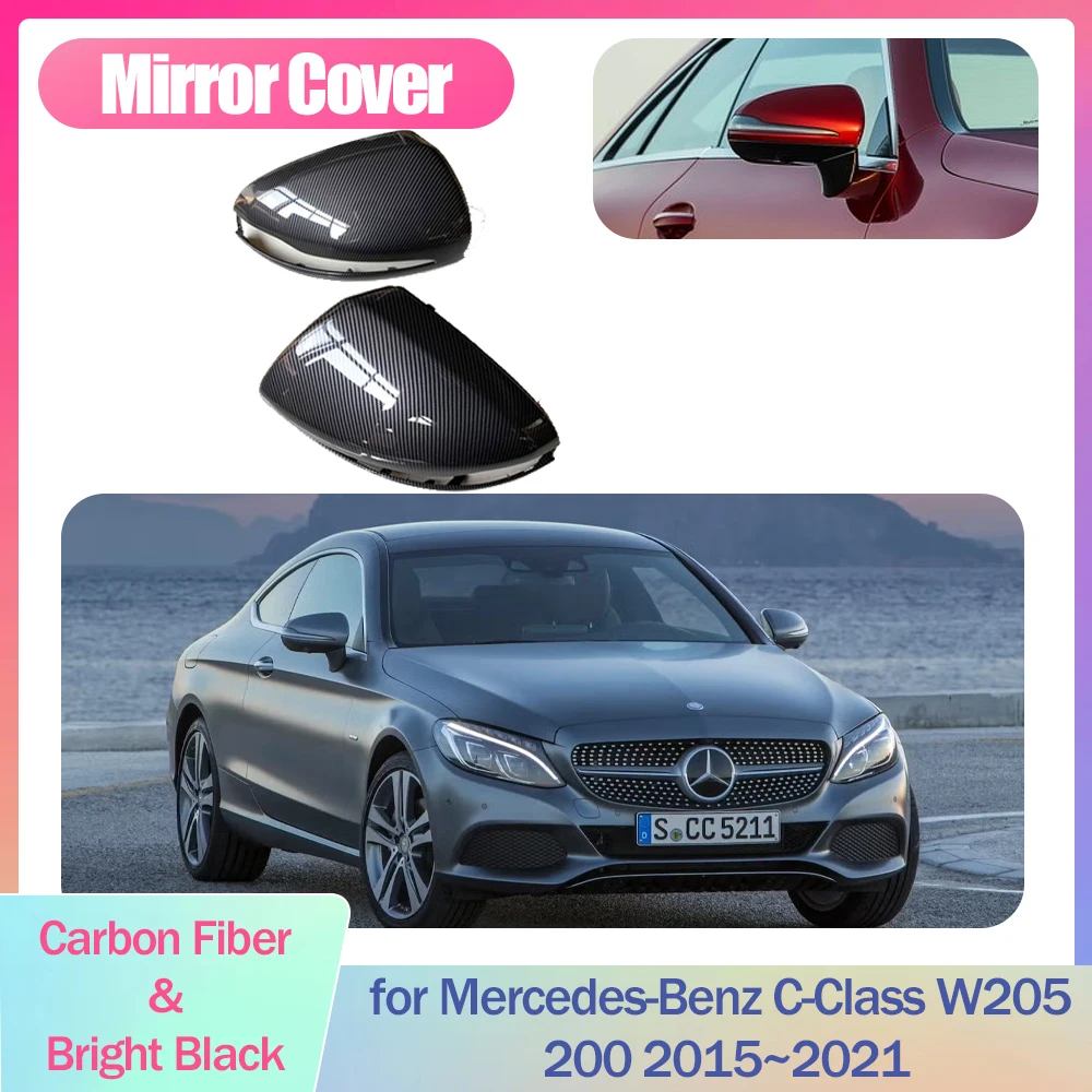 

Крышка автомобильного Зеркала для Mercedes-Benz C-Class W205 200 2015 ~ 2021 2016 2016 2017 2018 2019 2020 ABS, крыло крыла из углеродного волокна, отделка корпуса, аксессуары