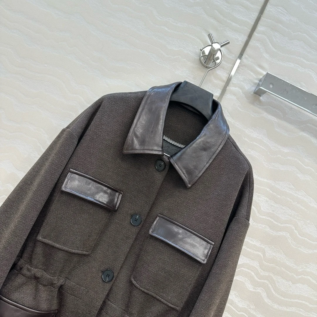 سترات كلاسيكية من الجلد الطبيعي للنساء لخريف وشتاء الراقية بسيطة واحدة الصدر معطف من نسيج الكشمير النحيف