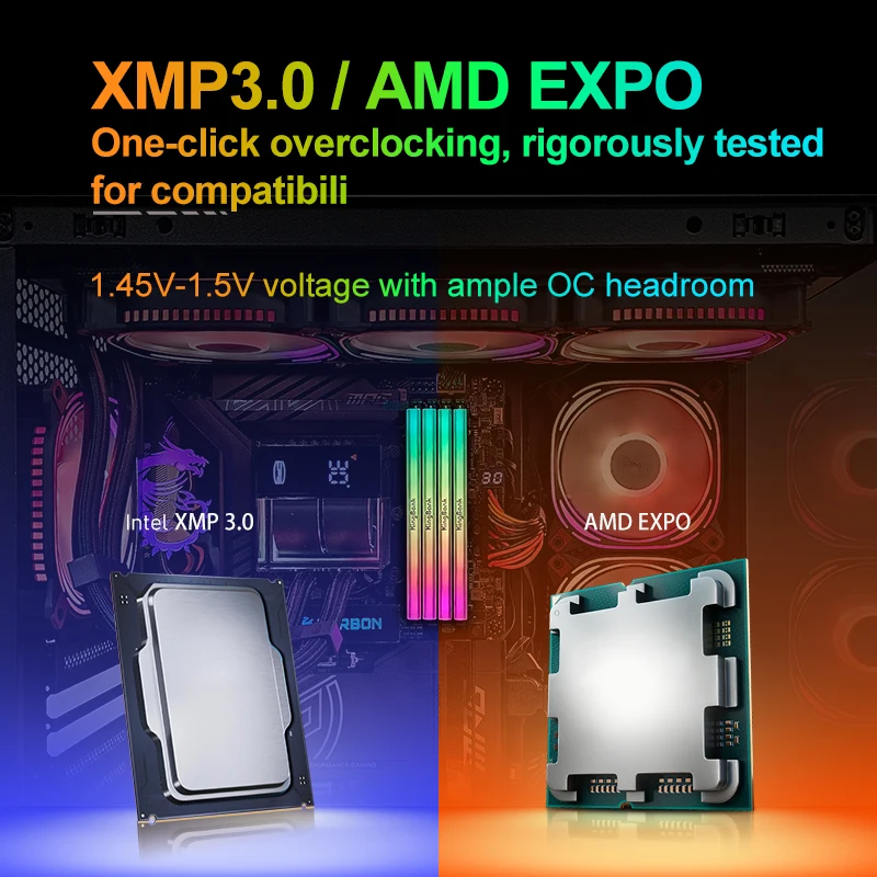 KingBank 32GB DDR5 6000MHz CL26 RGB Pamięć Dual Channel Overclocking XMP3.0 EXPO 16GBx2 do gier i systemów o wysokiej wydajności