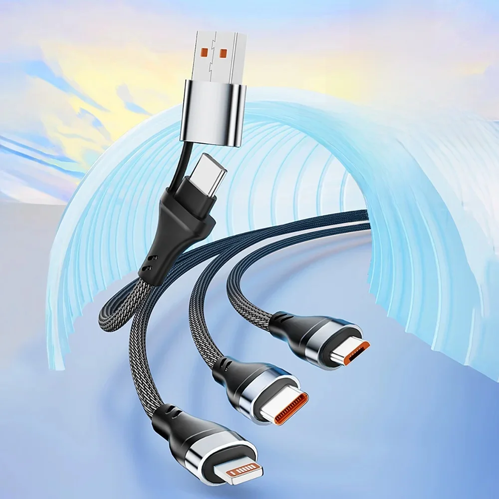 3-in-2-Schnellladekabel für iPhone, Huawei, Micro-USB, Typ-C-Ladekabel, 1,2 m, Multi-USB-Anschluss, mehrere USB-Ladekabel