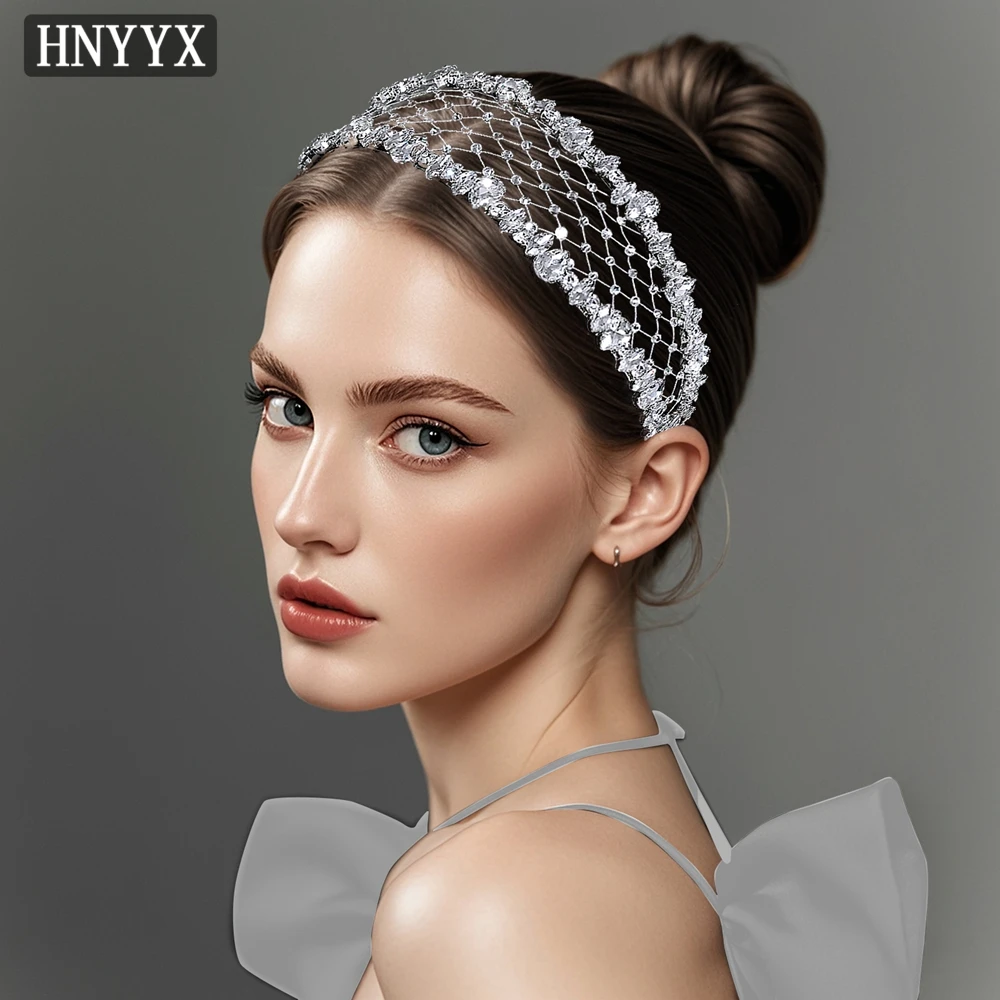 HNYYX-Barroco cristal cabeça banda, geométrica brilhante cabelo aro, malha acessórios de moda, casamento noiva, princesa, A161