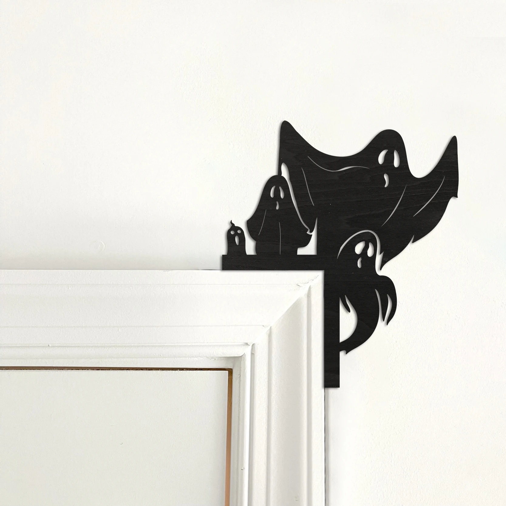 1pc Black Wooden Halloween Door Frame Decoration Witch Pumpkin Spooky Cat Grave Haunted House Lamp Horror Elements