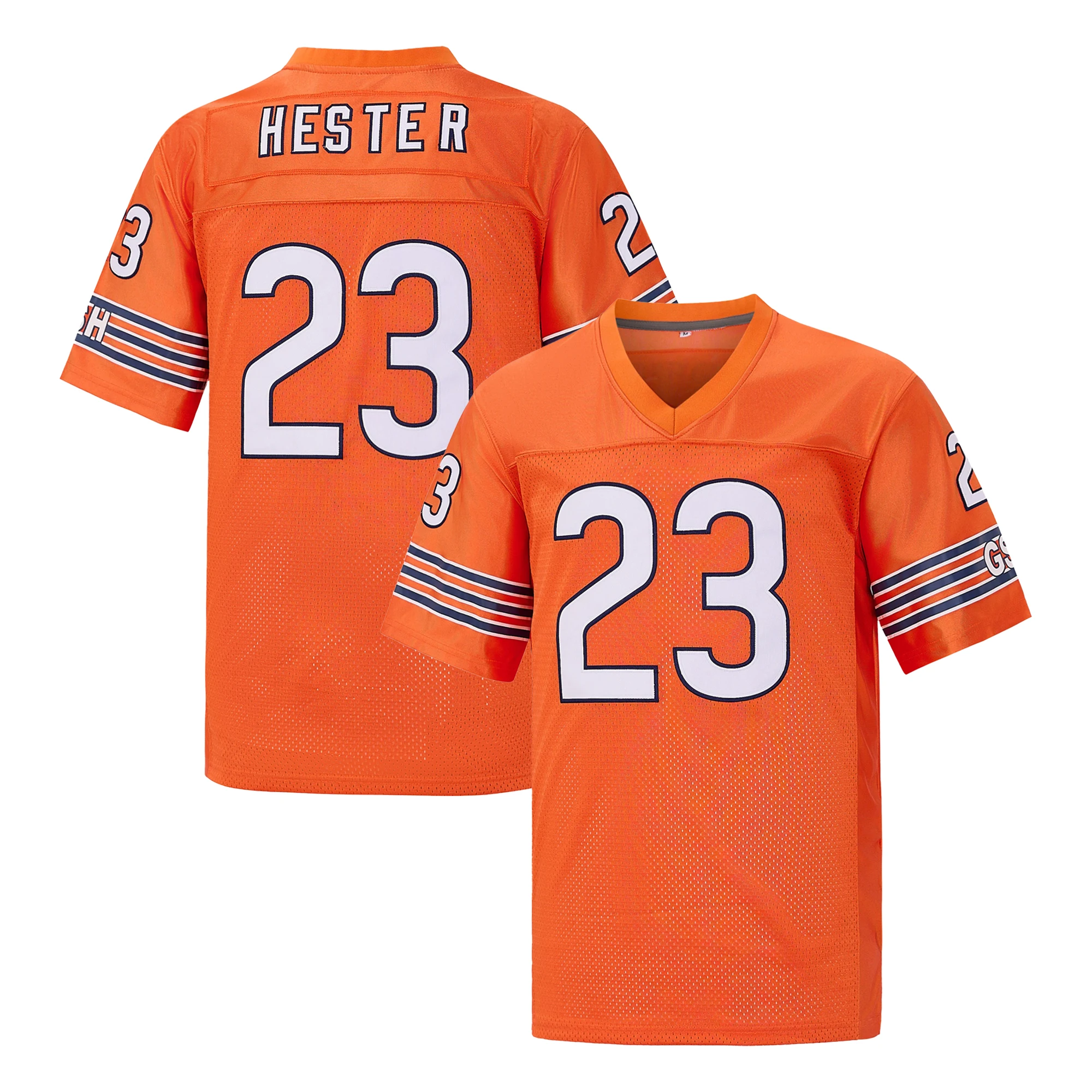 Men's #23 Hester Orange Football Jersey, Embroidered Name & Number, Sports Fan Jersey For Game Day Daily