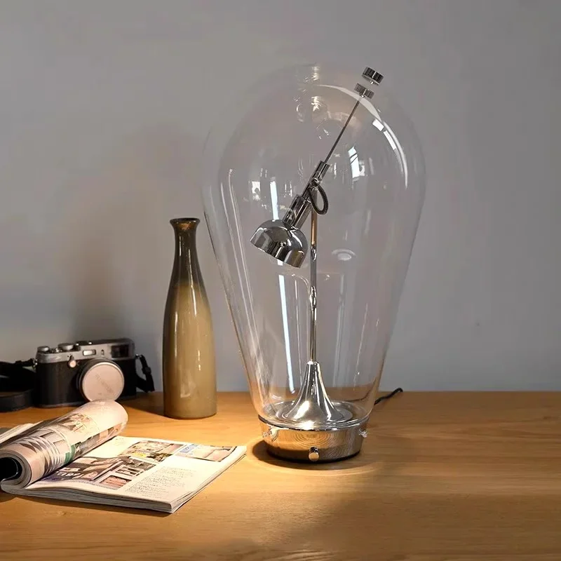 Scandinavische moderne nachtkastje decoratieve glazen tafellamp Eenvoudig en hoogwaardig aanraakschakelaar Slaapkamerbureau Artistiek en creatief LED-licht - afbeelding 2